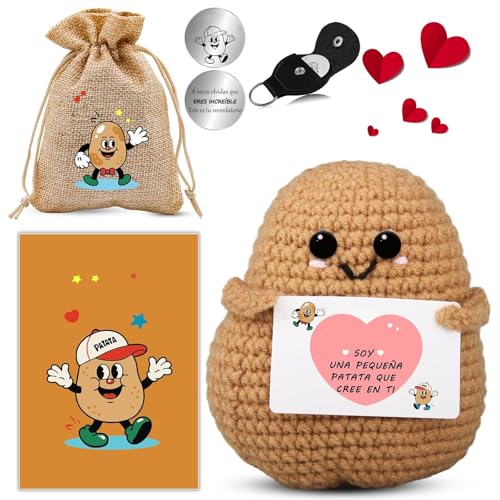 Muñeca de Patata con Energía Positiva en Español | Con Amuletos de la Suerte y tarjeta | Regalos Originals y Divertido para Familiares Colega Amigos Parejas Niños | Muñeco Motivadora (Divertido)