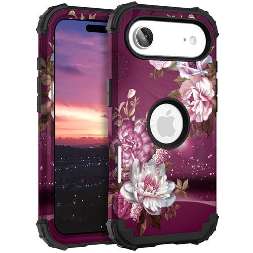 Hocase Heavy Duty Case for iPhone Air 6.5"", Royal Purple Flowers