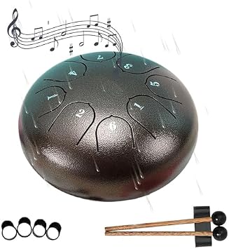 Rain Drum for Outside Garden, Chakra Outdoor Instrument, Steel Chime Waterproof Brown