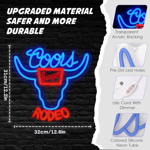 Image of Western Cowboy Beer LED Neon Sign Dimmable USB 12.6 inchx12.2 inch Man Cave Decor