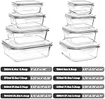Vtopmart 8 Emballage de récipient en verre Entreposage des aliments, Conteneurs de préparation des repas avec lids hermétiques pour le reste, en route, sans danger pour les micro-ondes, four, congélateur et lave-vaisselle, gris