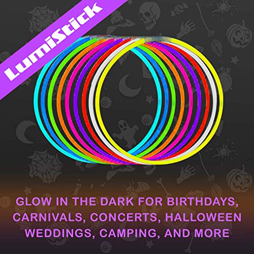 Lumistick 22 Inch Glow Stick Necklaces | Non-Toxic & Kids Safe Light Up Neckwear | Bendable Sticks with Connectors | Glows in The Dark Night Party Favor (Color Assortment, 50 Necklaces)