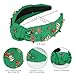 CAVETEE Christmas Headband for Women, Green Knotted Headband with Rhinestone Tree Snowflake Pearl Christmas Decorations Holiday Hair Accessoriess for Women and Girls