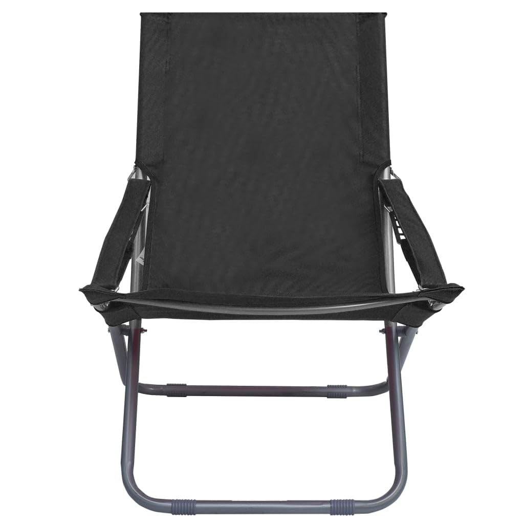 Chaises pliables de plage Solivagant lot de 2 en tissu noir de 6.85 kg