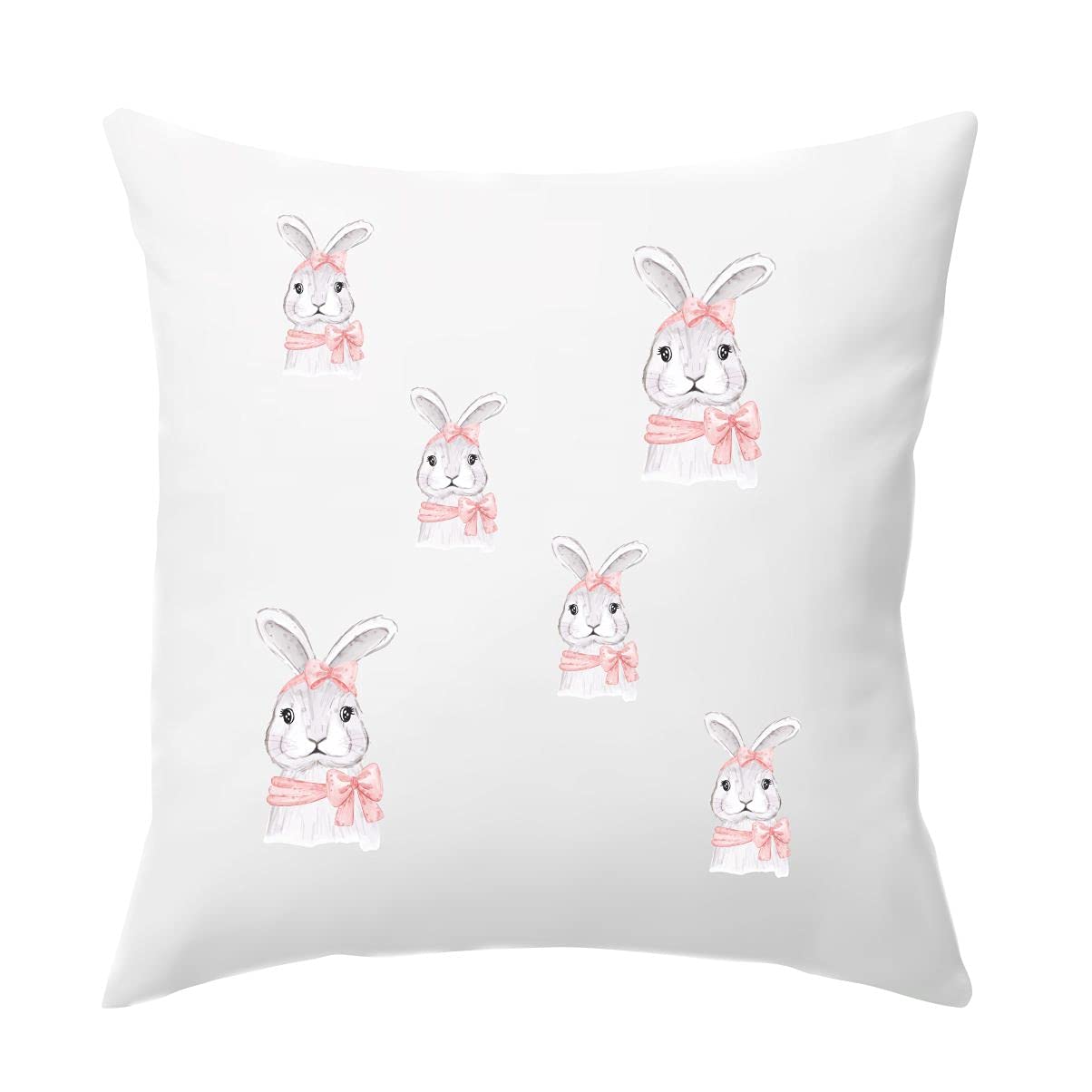Coussin Personnalisé Naissance Bébé – Broderie Nom, Date, Poids, Taille, Motif Lapin, 40x40 Cm