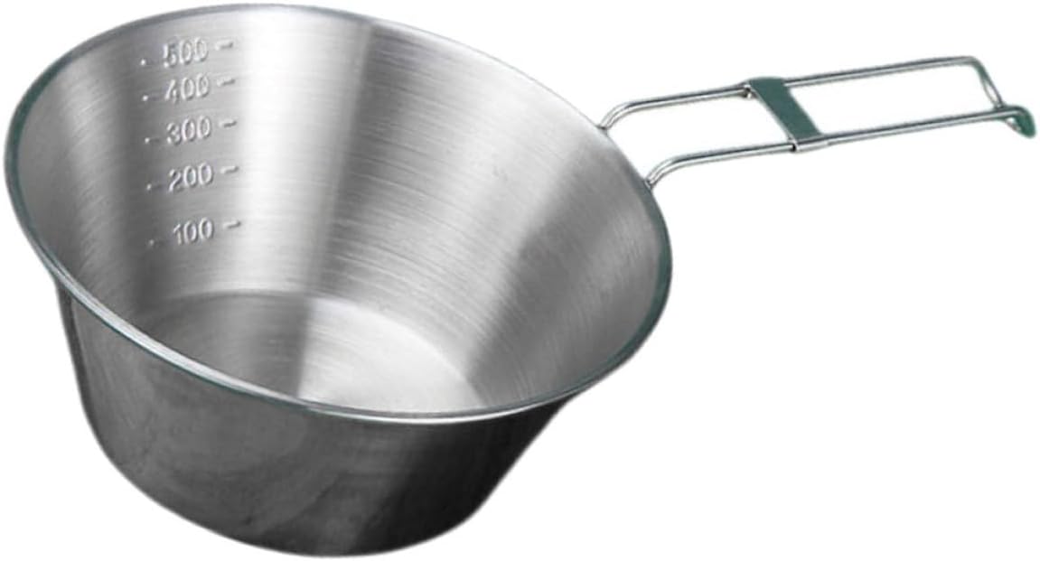 Stainless Steel Camping Bowl Set with Foldable Handles 14cm, 304 Food-grade Steel Outdoor Picnic Serving Bowls with Storage Bag for Hiking and Travel