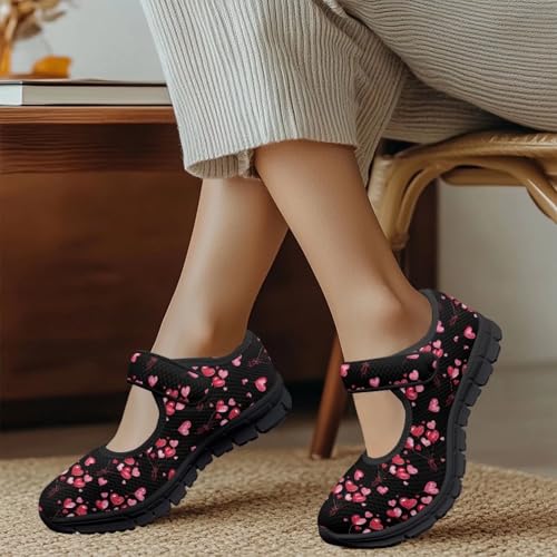 Binienty Casual Mary Jane Shoes for Women Buckle Strap Mesh Flats Women Dressy Comfortable Slip Ons4