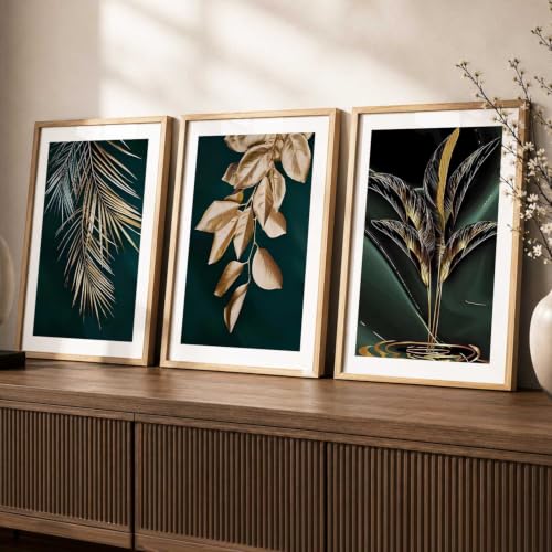 Image of kotart Decorative Nature inspired Wall Art Home Decor Painting | Aesthetic Poster With Frame For Living Room Bed Room Hotel Wall Decor Digital Reprint Set of 3 (35x37 Inch)