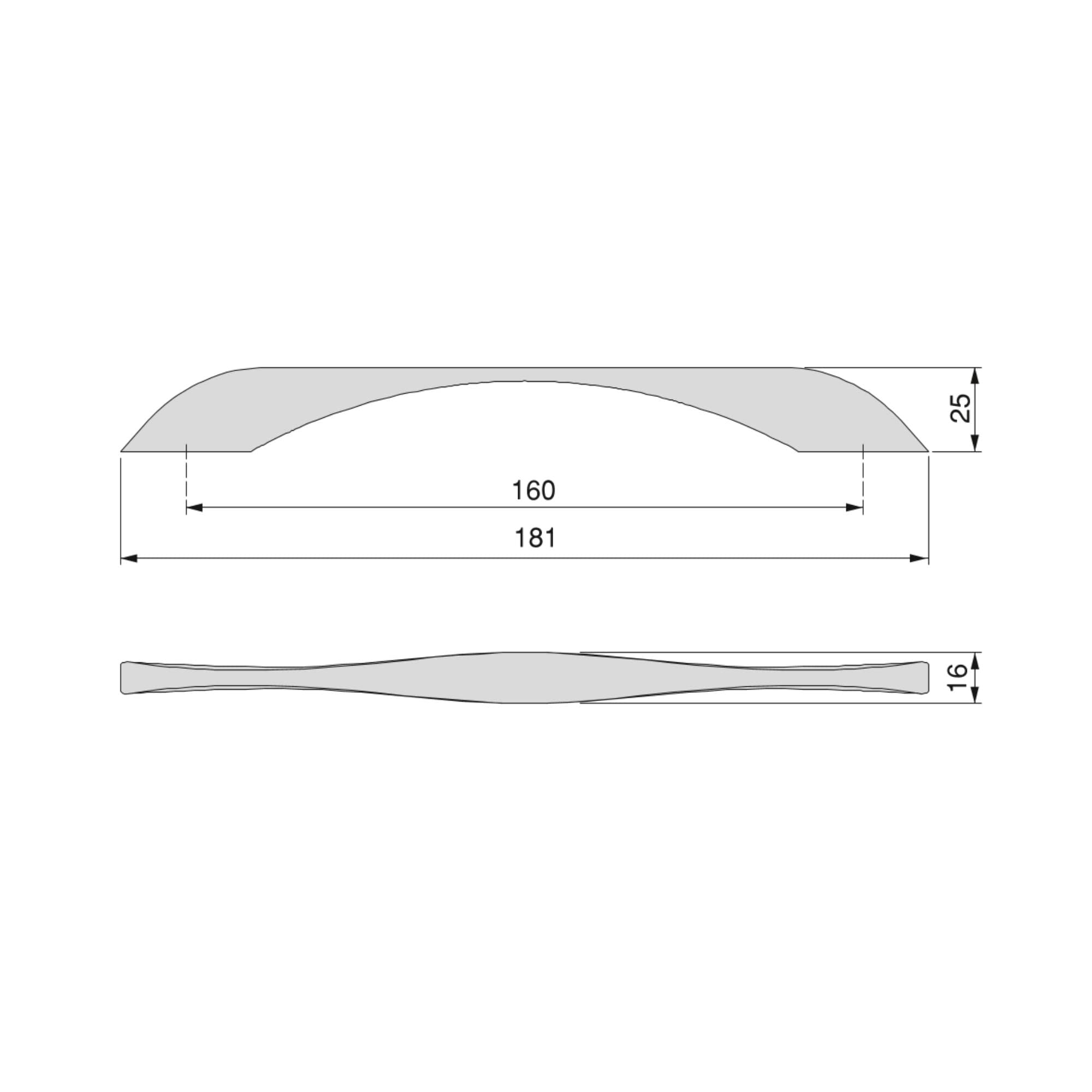 EMUCA - Tirador para mueble Varna, intereje 160 mm, L181 mm, Pintado negro, Zamak, 8 ud.