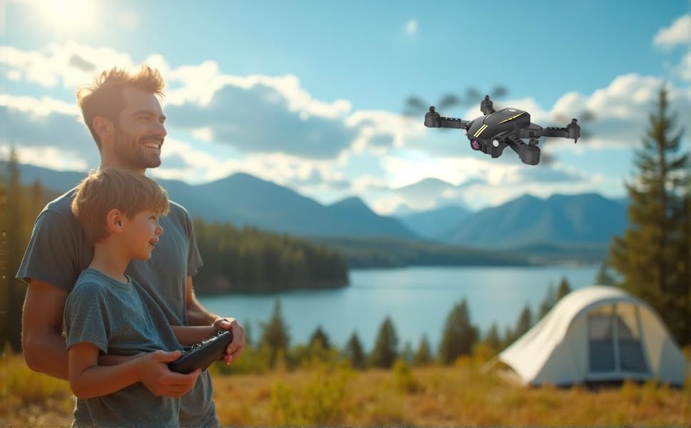 Image of Drone with Camera for Kids 1080P HD FPV Foldable Drone for Adults & Beginners, Mini Drone for kids, RC Quadcopter with 2 Batteries, Gravity Control, One Key Take Off /Land, 360 Flip, Waypoint Fly