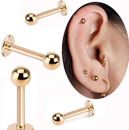 Miniatura 5 de Briana Williams Aretes de acero quirúrgico 16G 18G para cartílago tragus, hélice, bolas de repuesto, anillos de labio corto, 0.157-0.472 in, joyería