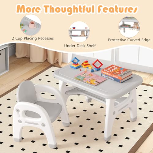 Honeyjoykidstableandchairsetdinosaurshapechildrenactivitytableand1chairforartcraftbuildingblocks2piecetoddlerfurnituresetfordaycareplayroomgiftforboysgirlsgray Urban Country Home Decor Honey joy kids table and chair set dinosaur shape children activity table and 1 chair for art craft building blocks 2 piece toddler furniture set for daycare playroom gift for boys girls gray urban country home decor