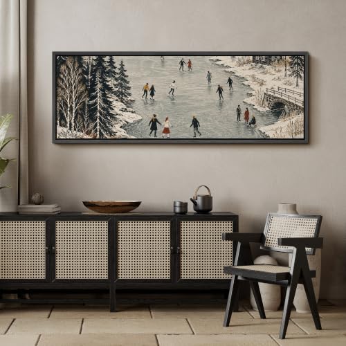 Image of MUDECOR Large Framed Canvas Print Wall Art Ice Skating for Living Room