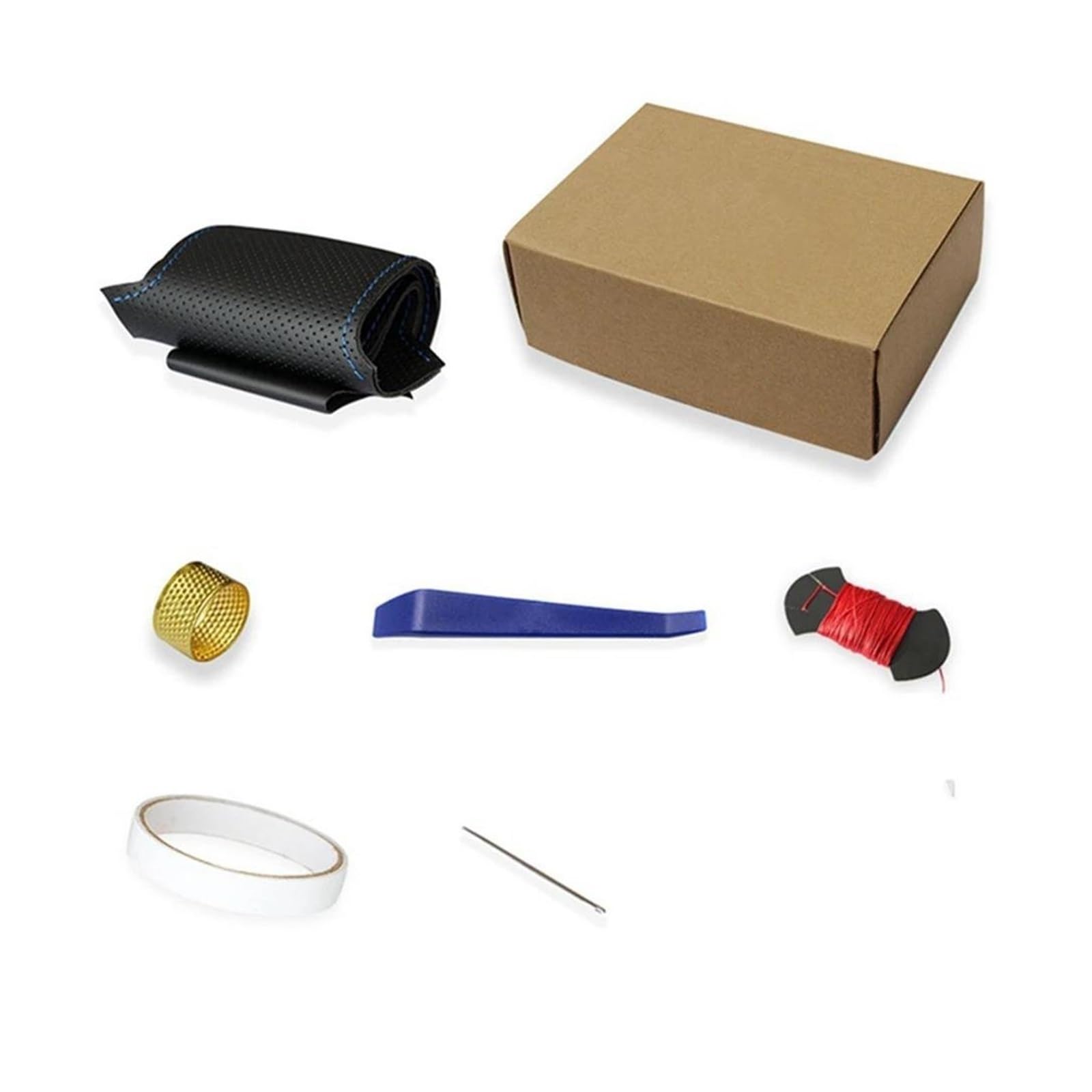 Volantes Accesorios de Coche, Protector Trenzado de Fibra de Carbono de Gamuza para Volante de Coche para Toyota, para RAV4, para Avalon para Camry Funda Volante(Blue Thread)