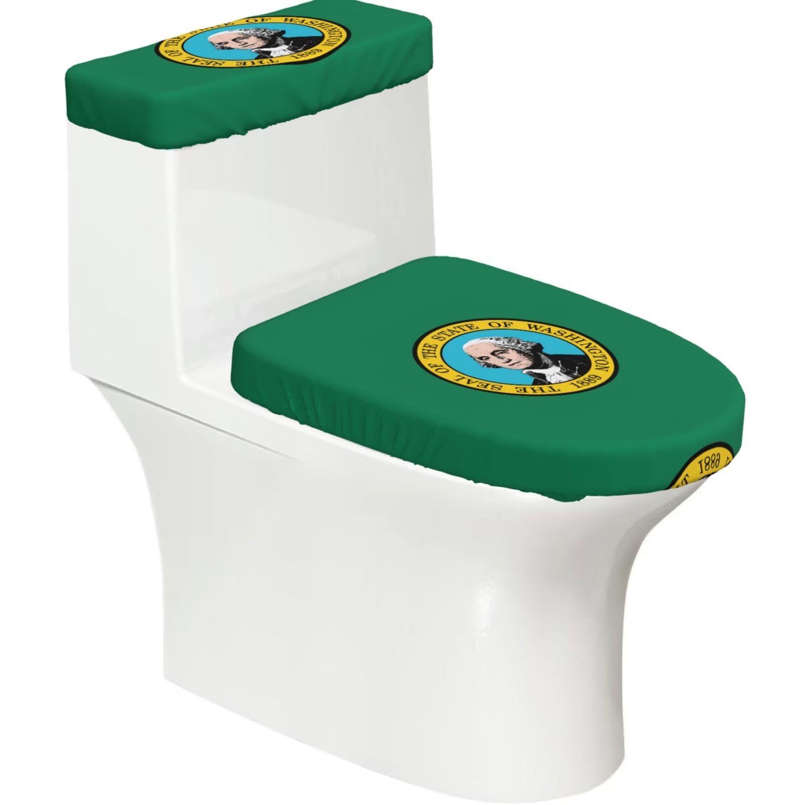 Washington Flag Print Bathroom Decor Toilet Lid Cover And Tank Covers, Restroom Accessories Fits Most Round