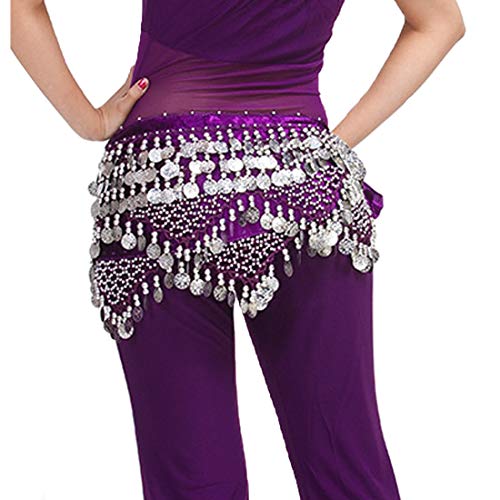 XINNI Waist Band Hip Scarf Wrap Skirt Tribal Sash with Coins Decor for Belly Dance3