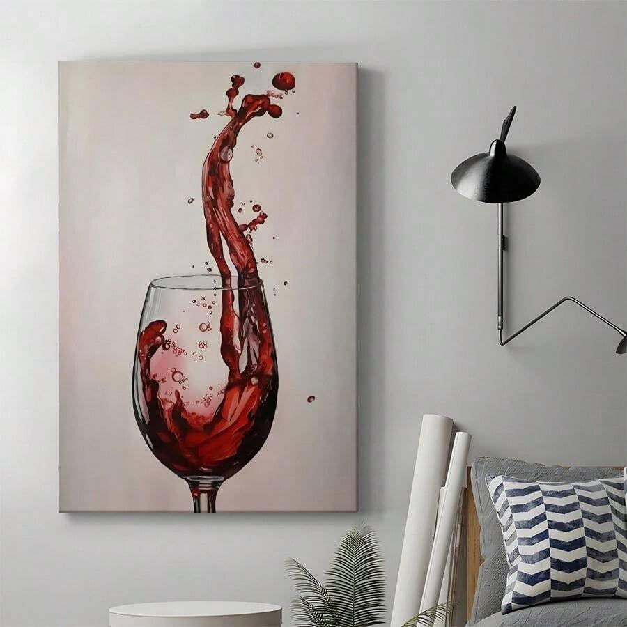 Verre de vin rouge impression sur toile déco murale chambre 21x30