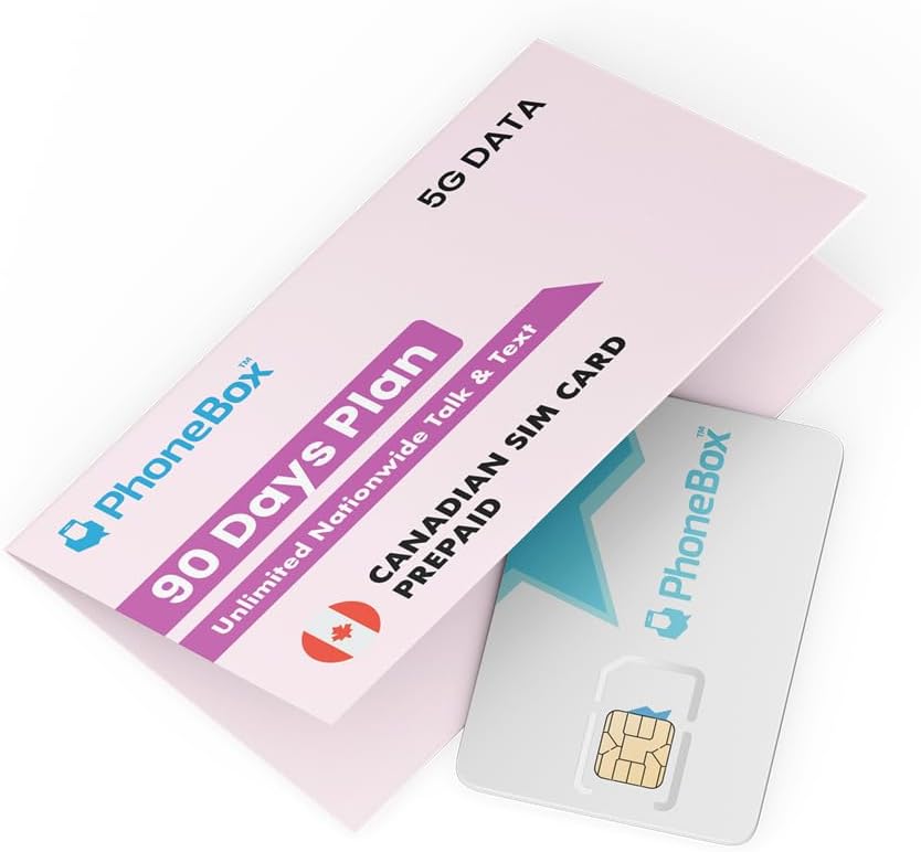 PhoneBox Canada Preloaded SIM Card | 100 GB for 90 Days | No Contracts! Talk, Text, Data! No overage fees! 1,000 Minutes of International Calls!