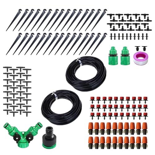 Trochate de Riego por Goteo,Kit De Riego Automático Para Jardín - Accesorios Automáticos Rotativos 360 Grados 30 Metros para Huerto Jardín Invernadero Patio Árboles Flores