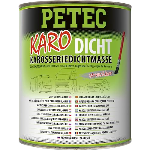 PETEC Karo-Dicht Karosseriedichtmasse grau 1000 g Dose Karosserie Dichtmasse überlackierbar streichbar Pinseldose 94130