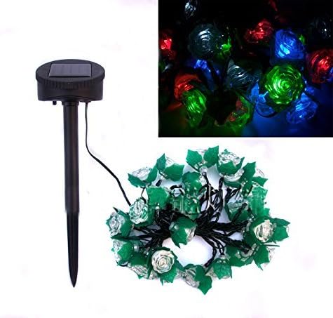 Qich Solar Power 30 LED Rose Shape Outdoor Garden String light Valentine's Day Party Deco Lamp