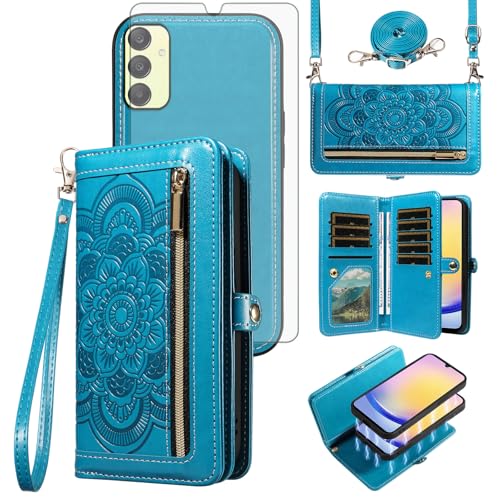 Coque Samsung Galaxy A25 5G Asuwish avec fermeture éclair et bandoulière