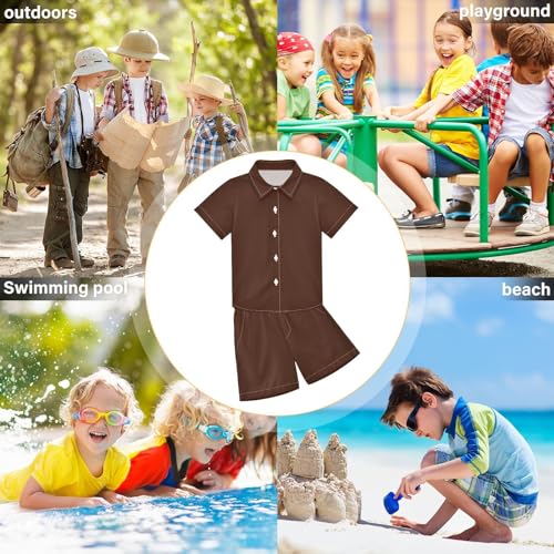 Image of 3T Toddler Boy Shorts Set Black Hawaiian Button Down Shirts Summer Outfits for Little Boy