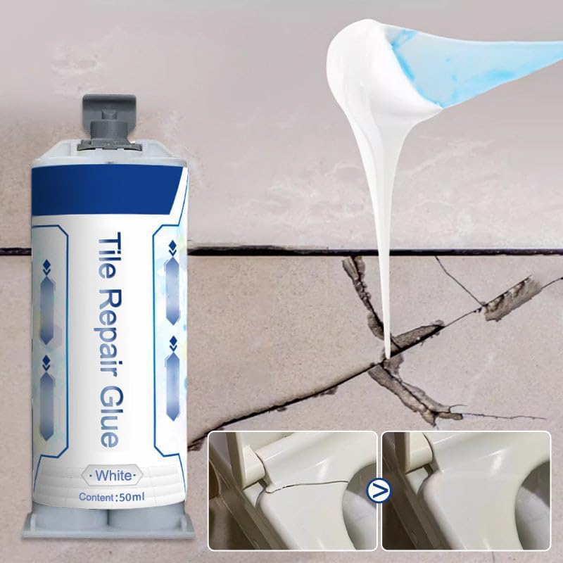 Super Glue All Purpose Strong Adhesive Tile Repair Glue,Glue for Porcelain Repair for Metal, Plastic, Rubber, Wood, Leather (White)