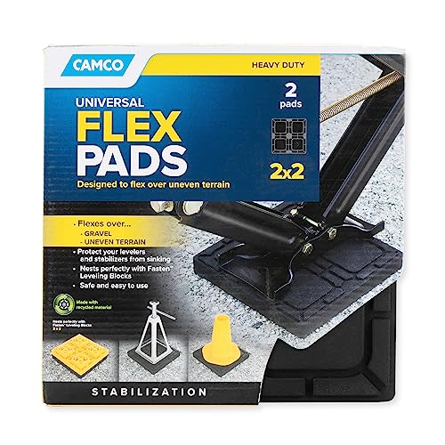 Camco Camper/Rv Leveling Block Flex Pad | Features Flexible Non-Slip Design & Crafted Of Uv-Resistant Weatherproof Recycled Material | Great For Gravel, Tree Roots, And Uneven Surfaces | 2-Pk (44600) #TOP4