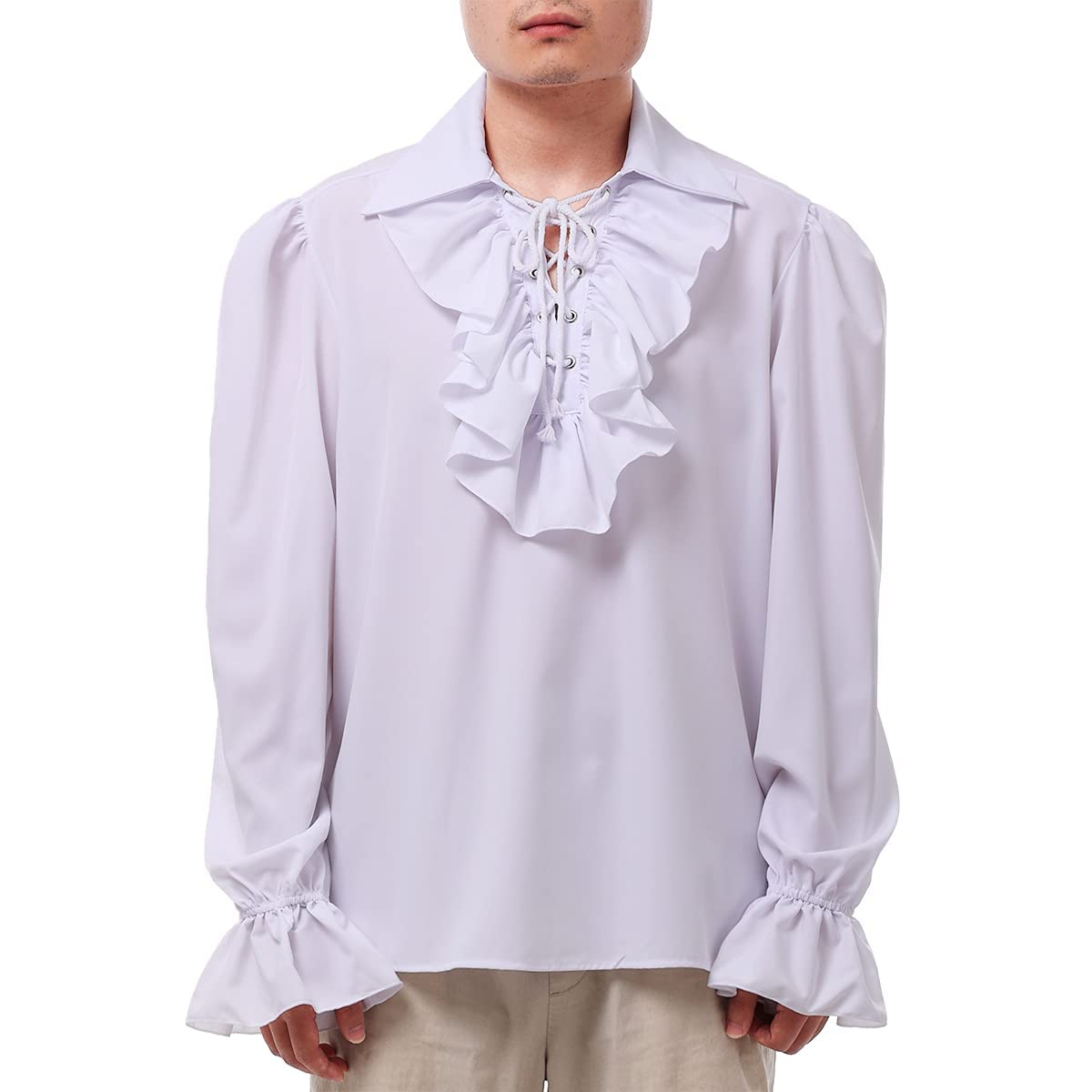 COSDREAMER Disfraz renacentista para Hombre poetas Camisa Pirata Medieval Blusa