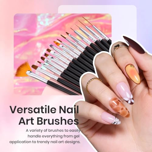 Image of Beetles 31pcs Nail Art Brushes, Dotting Tools, Nail Art Pens, Dust Brush, Striping Liner Fingernail Drawing Pens with Palette Holder Metal Handle All in One for Starter Manicure Design Set