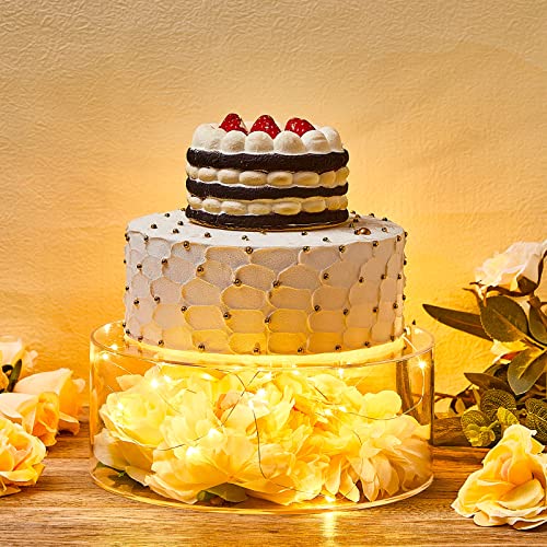 Sintuff 3 Pcs Acrylic Cake Stand with LED Lights 9‘’, 11‘’, 13‘’ Clear Fillable Cake Riser Round 3 Tier Case Box for Wedding Birthday Holiday Party Food Display, 3 Sizes - Image 6