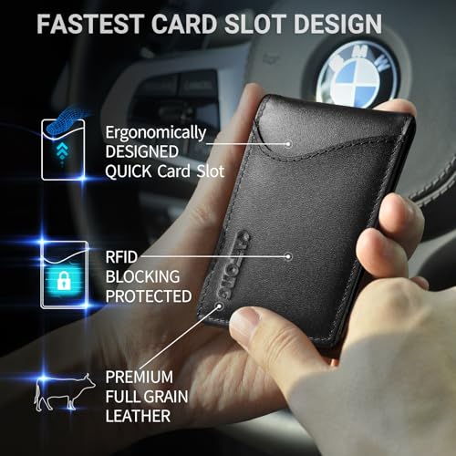 Slim Wallet for Men/Genuine Leather Mens Wallet with Money Clip/front pocket/Bifold Minimalist RFID Blocking/Credit Card Holder Wallet2