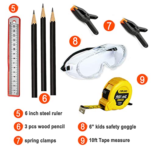 QeeHeng Kids Real Tool Set, 20Pcs Construction Tool With Blue Toolbox and Protective Clothing - Image 3