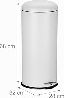Odpadkový kôš s pedálom Relaxdays 30 litrov, s vekom Soft-Close, s úchytkou, okrúhly kuchynský kôš, biely kov 4