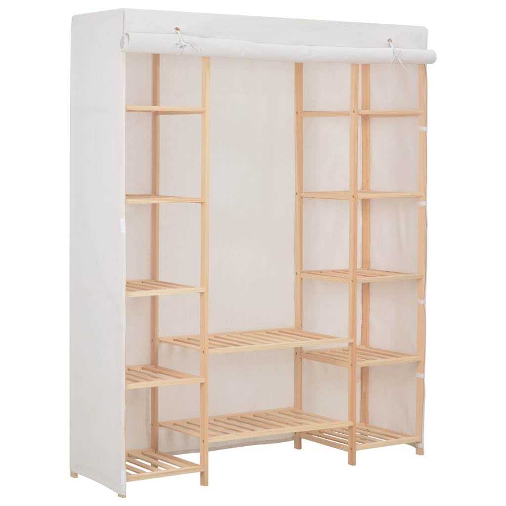 vidaXL Kleiderschrank Stoffschrank Garderobenschrank Garderobe Schrank Schlafzimmerschrank Wohnzimmer Schlafzimmer Weiß 135x40x170 cm Stoff
