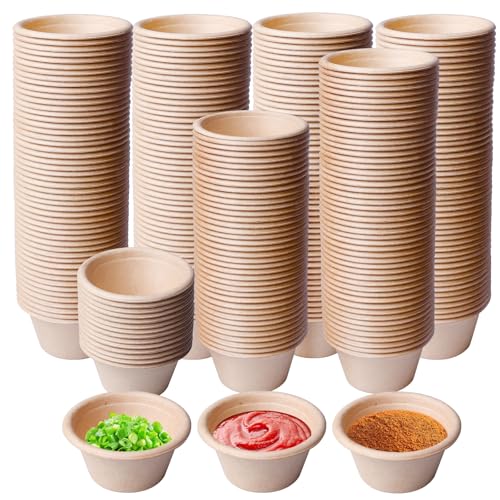 Vasos De Papel Para Helado,200 Piezas 2 Onzas Vasos De Cartón Kraft Marrón,Vasos Para Helado,Taza Bio Orgánica De Cartón Kraft Para Especias,Salsas,Soufflé,Mermelada