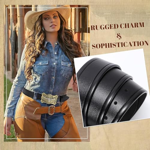 Men's Western Genuine Leather Belt – Classic Cowboy Style for Jeans, Unisex Design, Ideal Christmas Gift3
