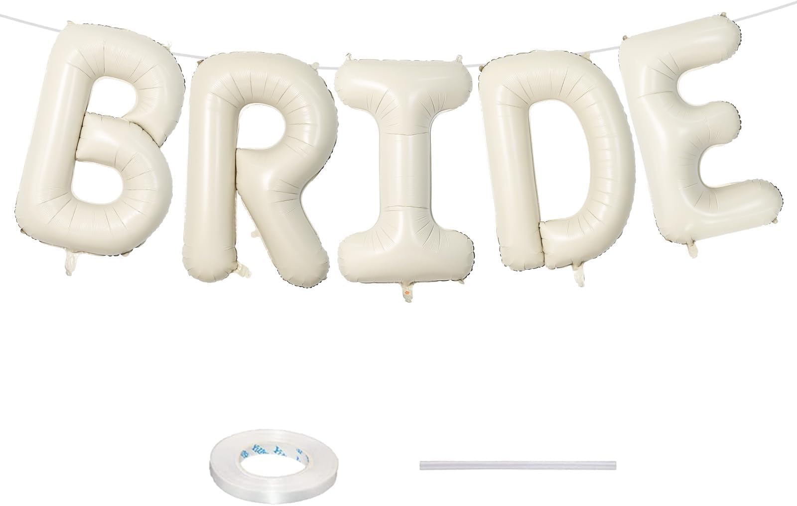 40 Inch Beige BRIDE Balloons for Hen Party Decorations, Cream White Sand Bride Foil Balloon Letter, Ivory Alphabet Balloon Banner for Wedding Engagement Bride To Be Bachelorette Bridal Shower Favors
