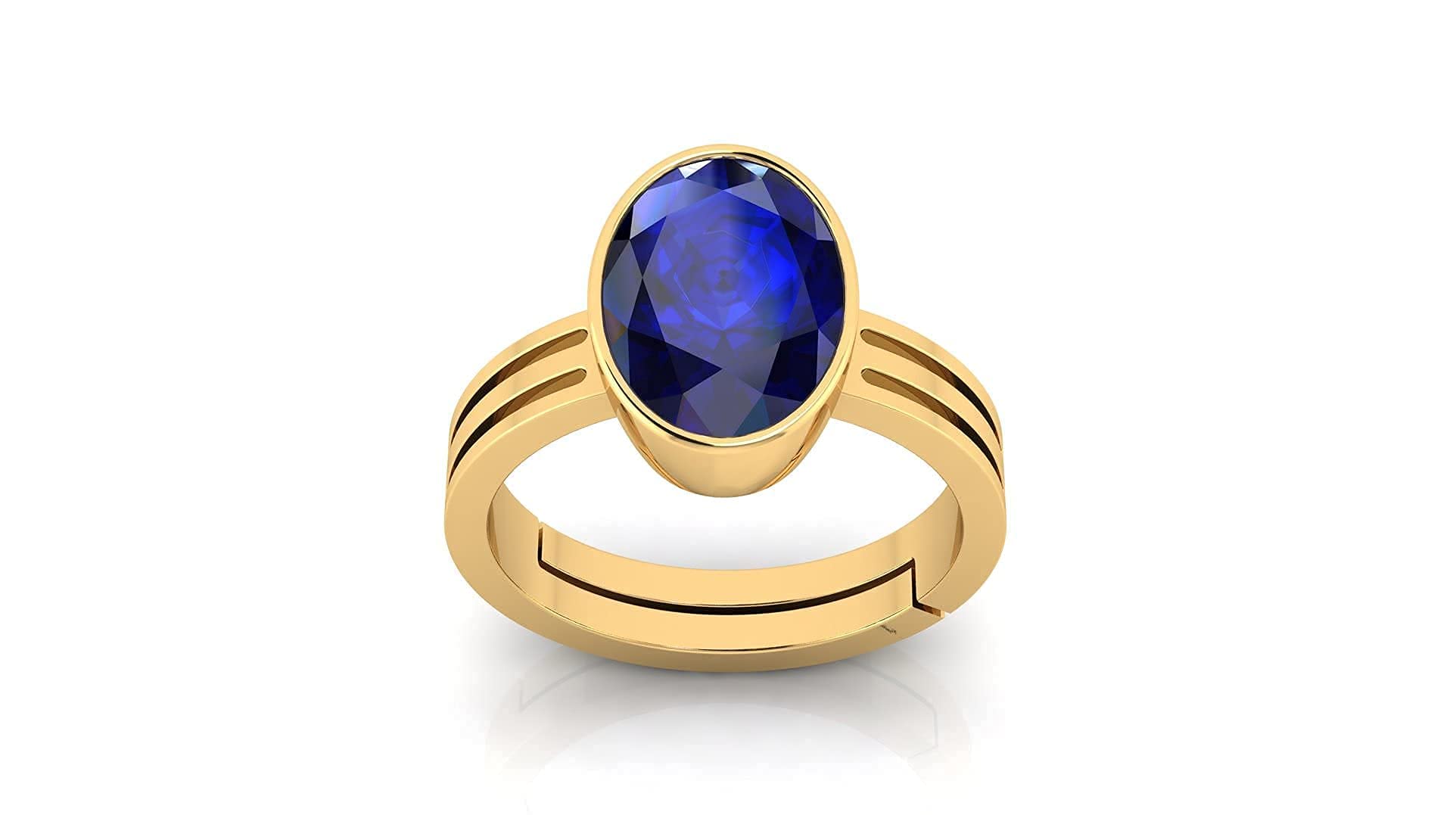 Gems 8.00 Ratti Certified Original Blue Sapphire Gold Plated Ring Panchdhatu Adjustable Neelam Ring for Men & Women by Lab Certified