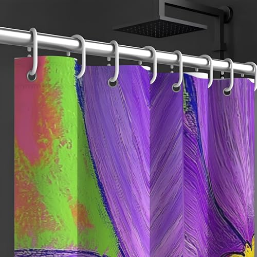 Rideau de bain fleurs abstraites violettes pour baignoire - 5