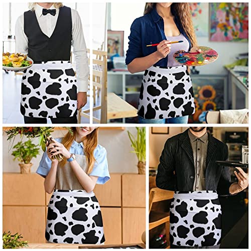 Grembiule A Mezza Vita Con Stampa Mucca Con 3 Tasche Regolabile Da Cuoco Per Servire Con Lunghi Grembiuli Lavoro Per Donne Uomini E Cucina Ristorante - 5