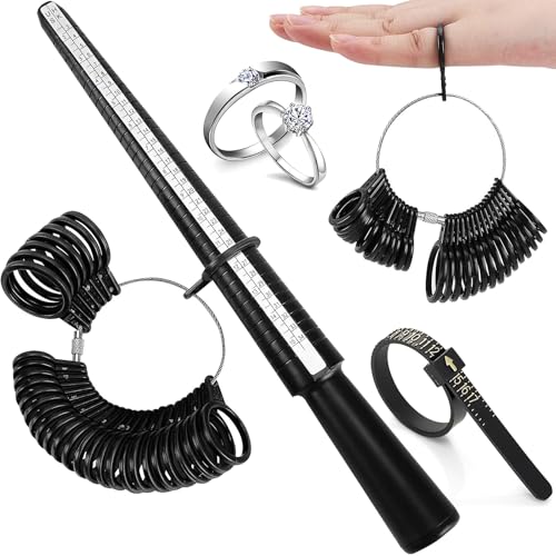 Ringgrössenmesser Set,Ring Messer Finger Ringgrössenmesser Deutsche Größen Größenstandard UK,EU,USA Ringgrößenmesser Kostenlos Ringmaßband für Ehering-Ringdurchmesser Frauen Männer Männer
