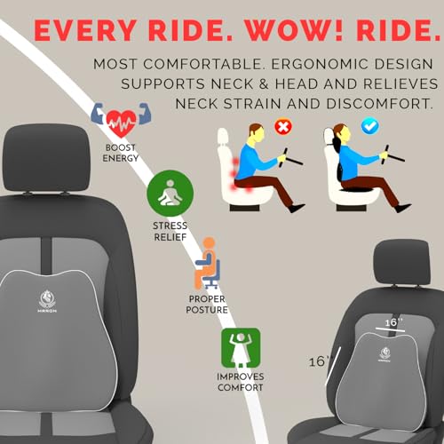 Image of MRRON Slim Back Support for Office Chair | 3 Years Warranty | Medical Grade Memory Foam Car Seat Back Support, Orthopedic Lumbar Back Rest for Back Pain Relief - Back Pillow for Sitting Long Hours
