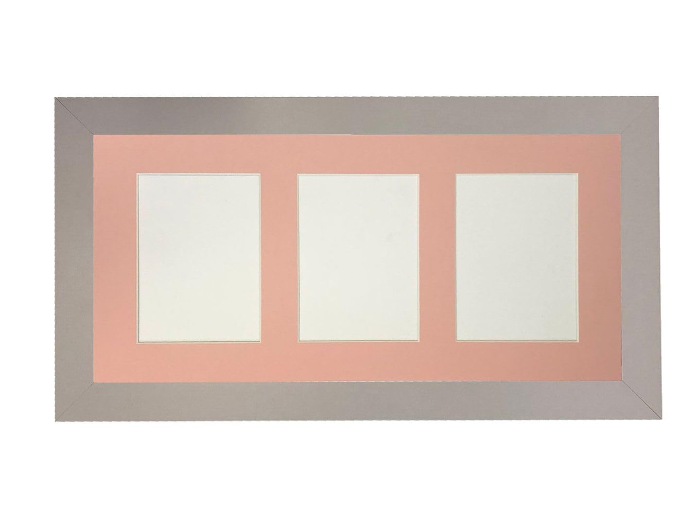 Metro Light Grey Picture Photo Frame with Pink 7 x 5 Inch Three Aperture Long Mount โ image 1