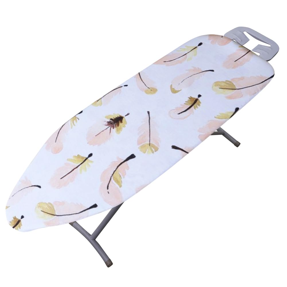 YANGSHINE Cotton Ironing Board Cover with Padding,Thick Padding Heat Reflective Ironing Board Covers, Fits Large & Extra Large Size Iron Boards, 55 x 20 Inches/140x50cm,Pink feather