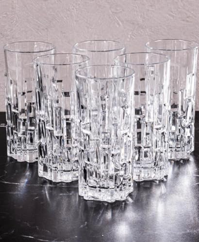 Image of bellemax 270 ML Juice Glass, Premium Crystal Clear Drinking Water Glasses, Long Drink Tumblers for Juice, Soft Drinks, Cocktails, Mocktails & Daily Use (Set of 6)