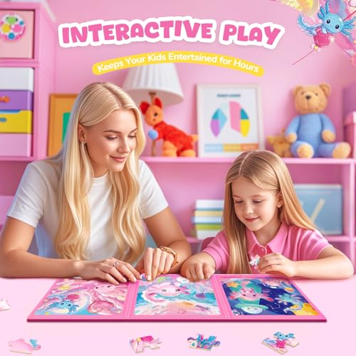 Image of Homicozy Magnetic Puzzles for Toddler Kids 3-8, Axolotl Travel Toys