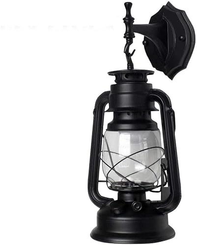 FIKNEE - Aplique de pared rústico, farol de pared, farol de pared, retro, antiguo, vintage, aplique de pared para porche, aplique de pared al aire