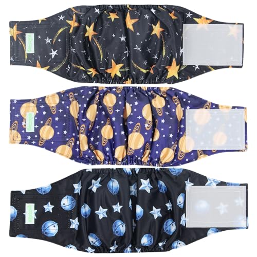 Image of wegreeco Washable Male Dog Diapers (Pack of 3) - Washable Male Dog Belly Wrap (Vast Sky, XS)